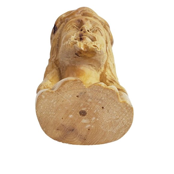 Three Piece Religious Olive Wood Carved Jesus, Praying Hands, Manger, EUC - Picture 6 of 8